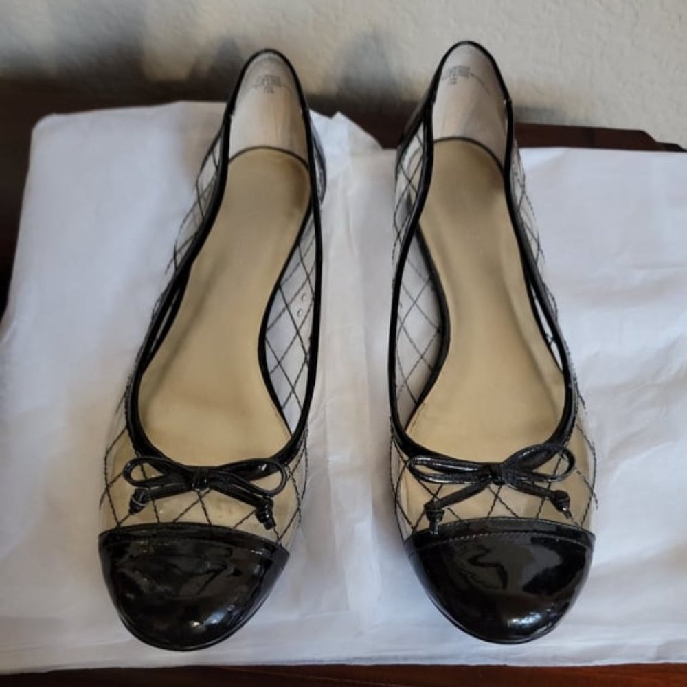 Nine West Clear and Black Patent Flats